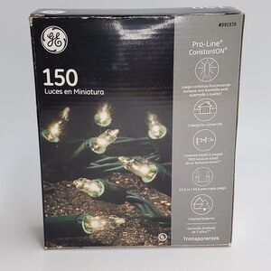 GE 150 Miniature Lights 43'ft Green Wire Indoor Outdoor White Color Clear